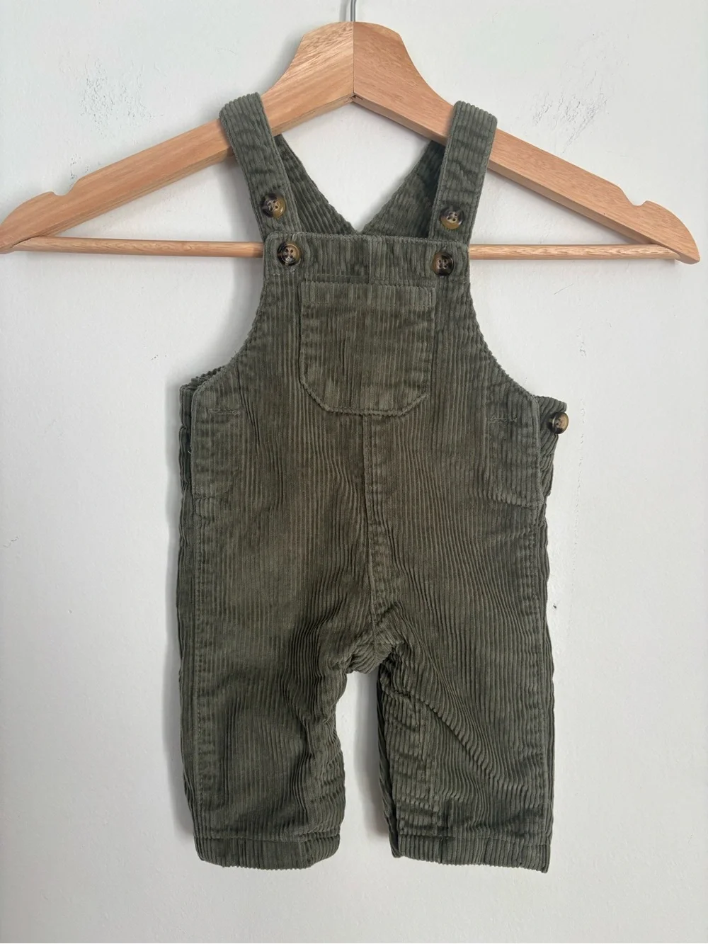 Carter's Baby Boy Olive Green Corduroy Overalls Dungarees Pockets 0-3m